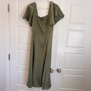 Elegant Olive Green Maxi Dress